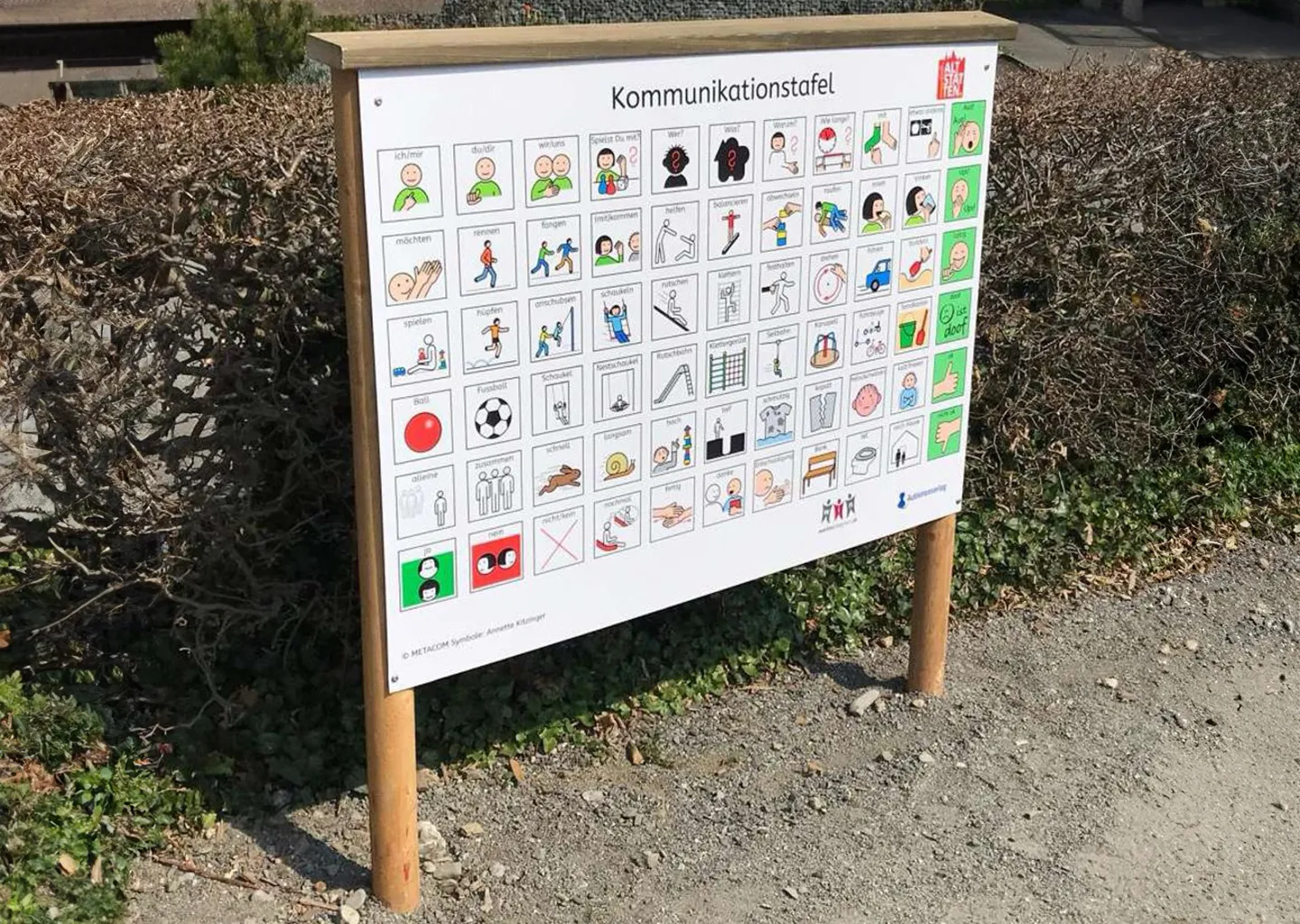 Spielplatztafel mit METACOM Symbolen